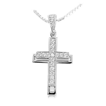 Sif Jakobs Silver Nacklace Pendant Andria Cross SJ-P032-2-CZ 45cm