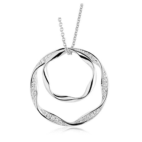 Sif Jakobs Silver Necklace Pendant Cetara due Grande SJ-P1078-CZ 90cm