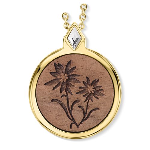 CrystALP necklace Wooden Edelweiss Flower 30391.W2.G.16L