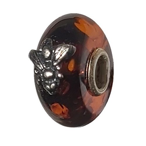 Trollbeads Amber Bead TAMBE-00022 "Gold of the Earth" with a bee Limited Edition