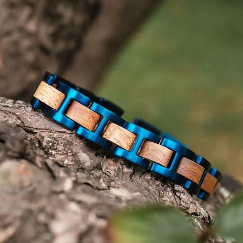 Holzkern Bracelet Acoustic collection (Marmorholz/Blau)