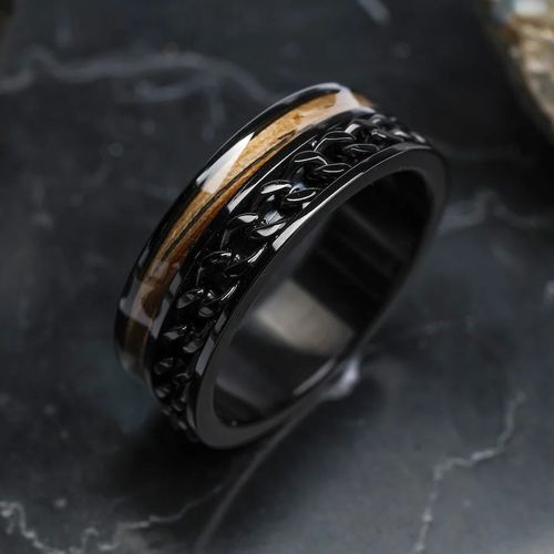 Holzkern Ring "Fractional" Zebrano/Black
