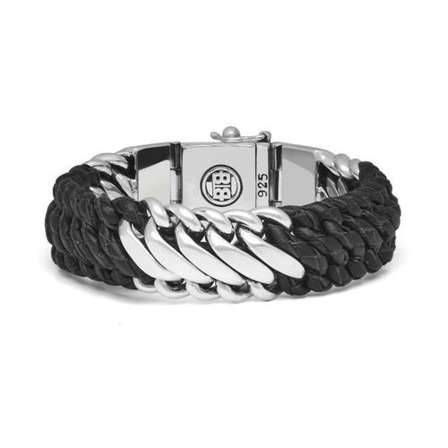 Buddha to Buddha Armband Leder "Ben Mix" Silver/Leather Bracelet Black size men