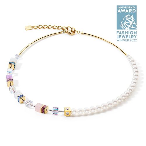 Coeur de Lionx Collier 5086/10/1522 GeoCUBE® Precious Fusion Pearls multicolor pastell