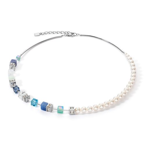 Coeur de Lionx Collier 5086/10/0737 GeoCUBE® Precious Fusion Pearls aqua-blau